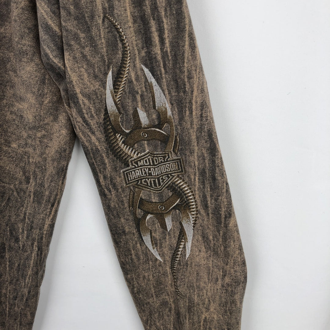 Harley-Davidson Eagle Pattern, Snake Pattern, Python Pattern Motorcycle Long Sleeve T-Shirt, Made in USA, Men's Size XL cotton beige type brown Vintage Second Hand