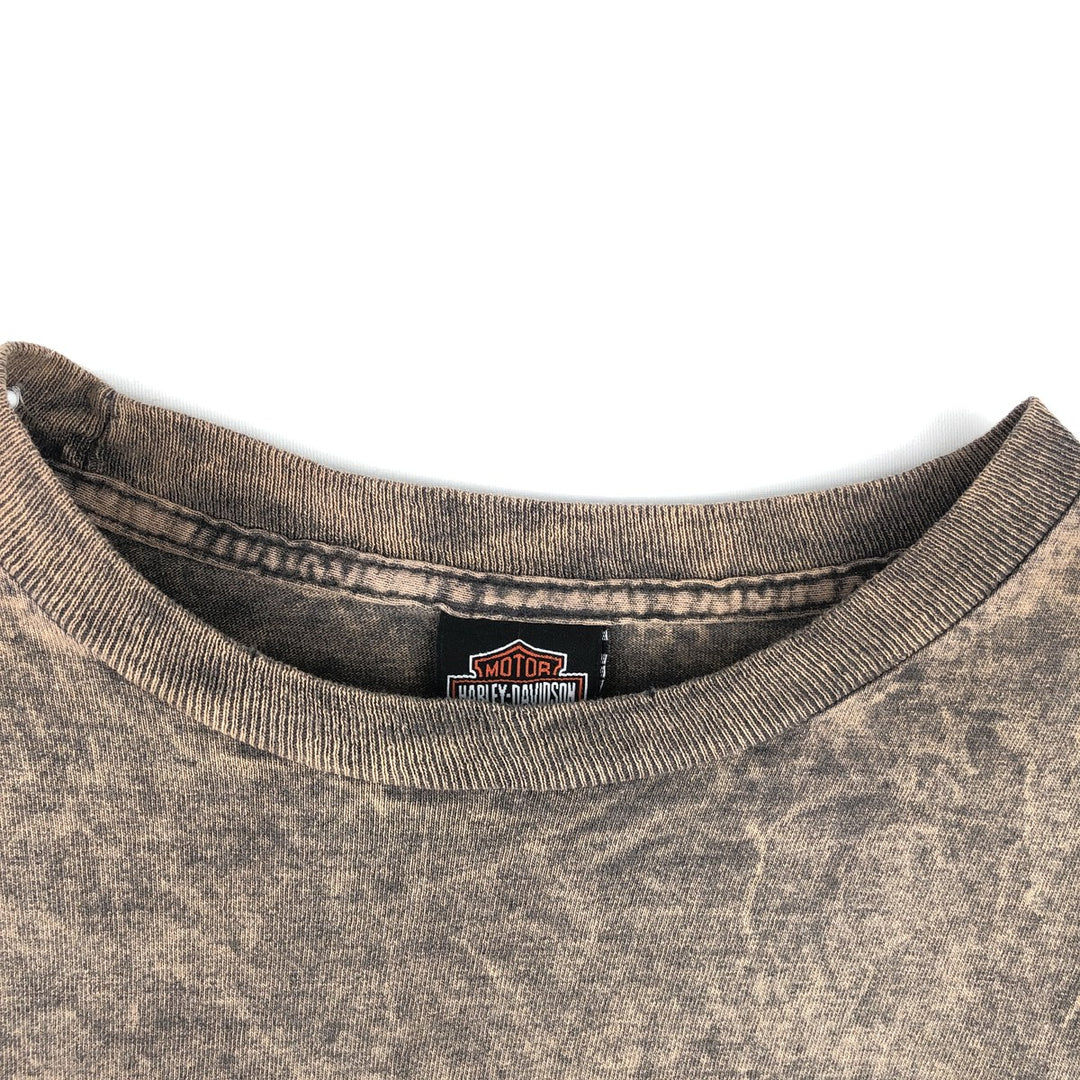 Harley-Davidson Eagle Pattern, Snake Pattern, Python Pattern Motorcycle Long Sleeve T-Shirt, Made in USA, Men's Size XL cotton beige type brown Vintage Second Hand