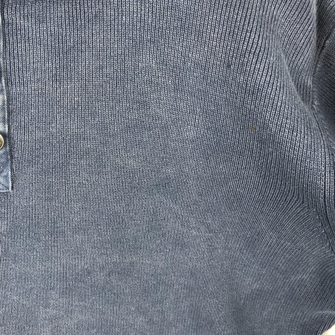 Harley-Davidson Henley-neck cotton knit sweater, men's size M cotton navy blue type Vintage Second Hand