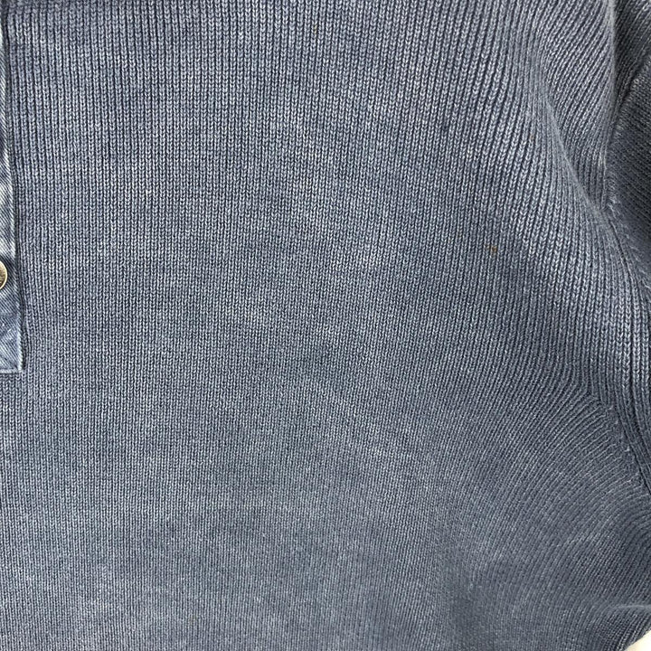 Harley-Davidson Henley-neck cotton knit sweater, men's size M cotton navy blue type Vintage Second Hand