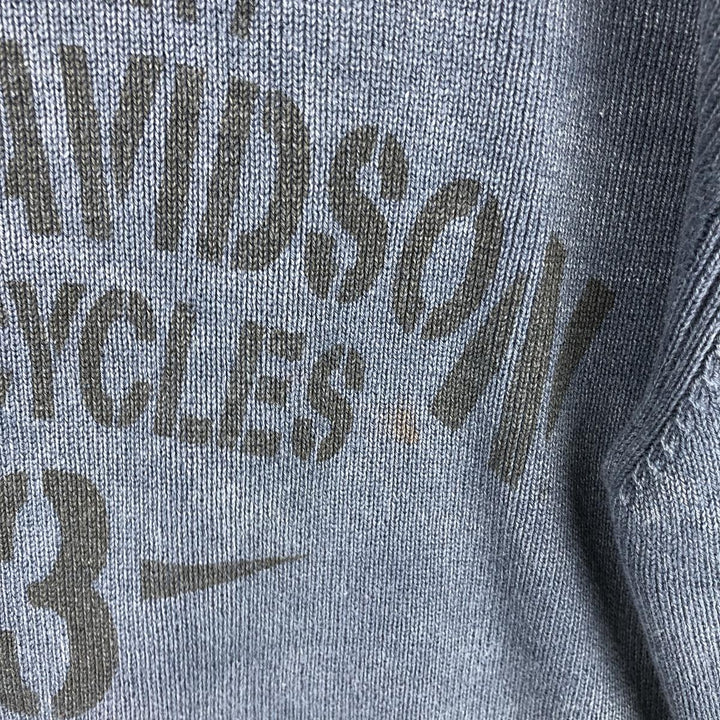 Harley-Davidson Henley-neck cotton knit sweater, men's size M cotton navy blue type Vintage Second Hand