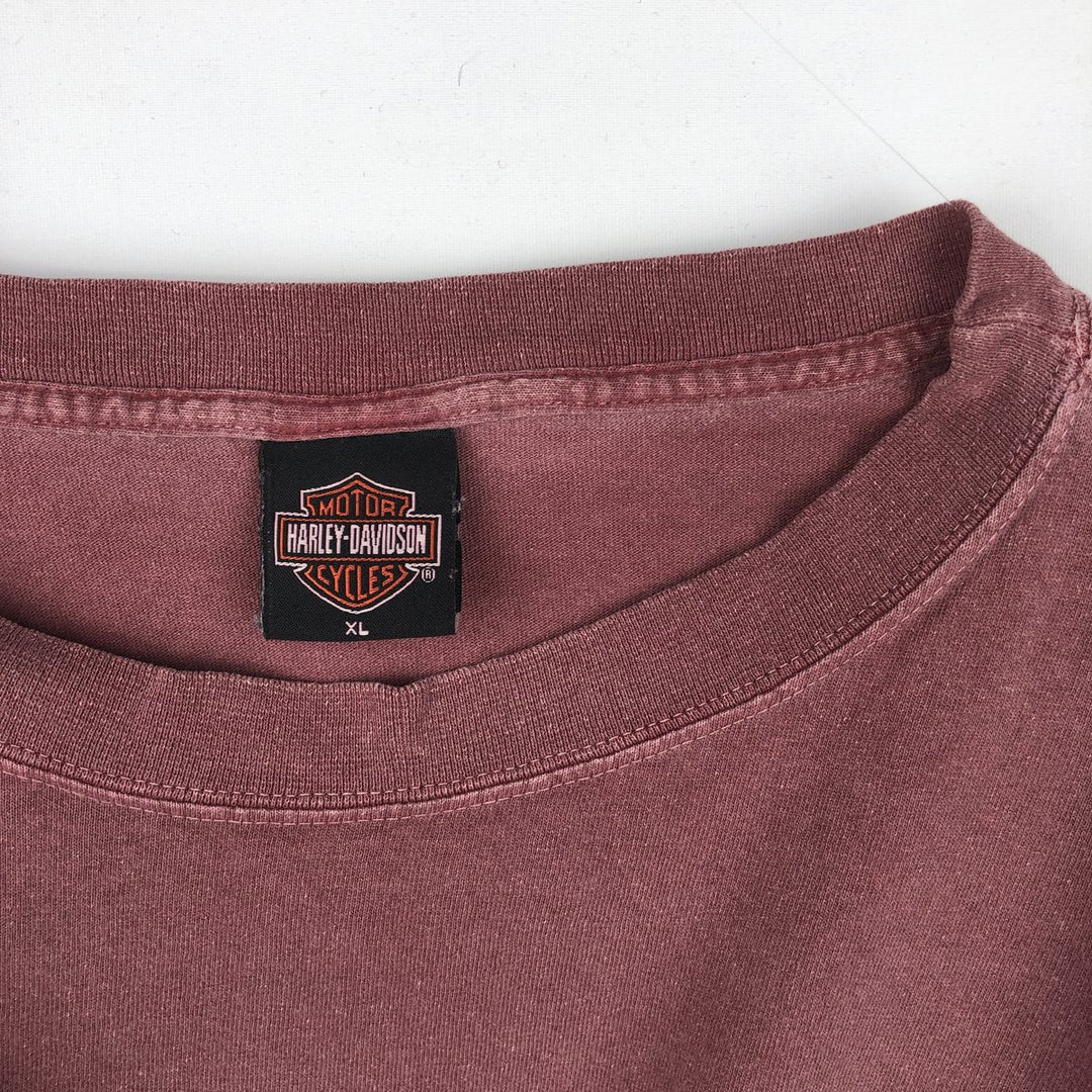 Harley-Davidson Motorcycle Long Sleeve T-Shirt, Men's Size XL unclear Red type red-purple Vintage Second Hand
