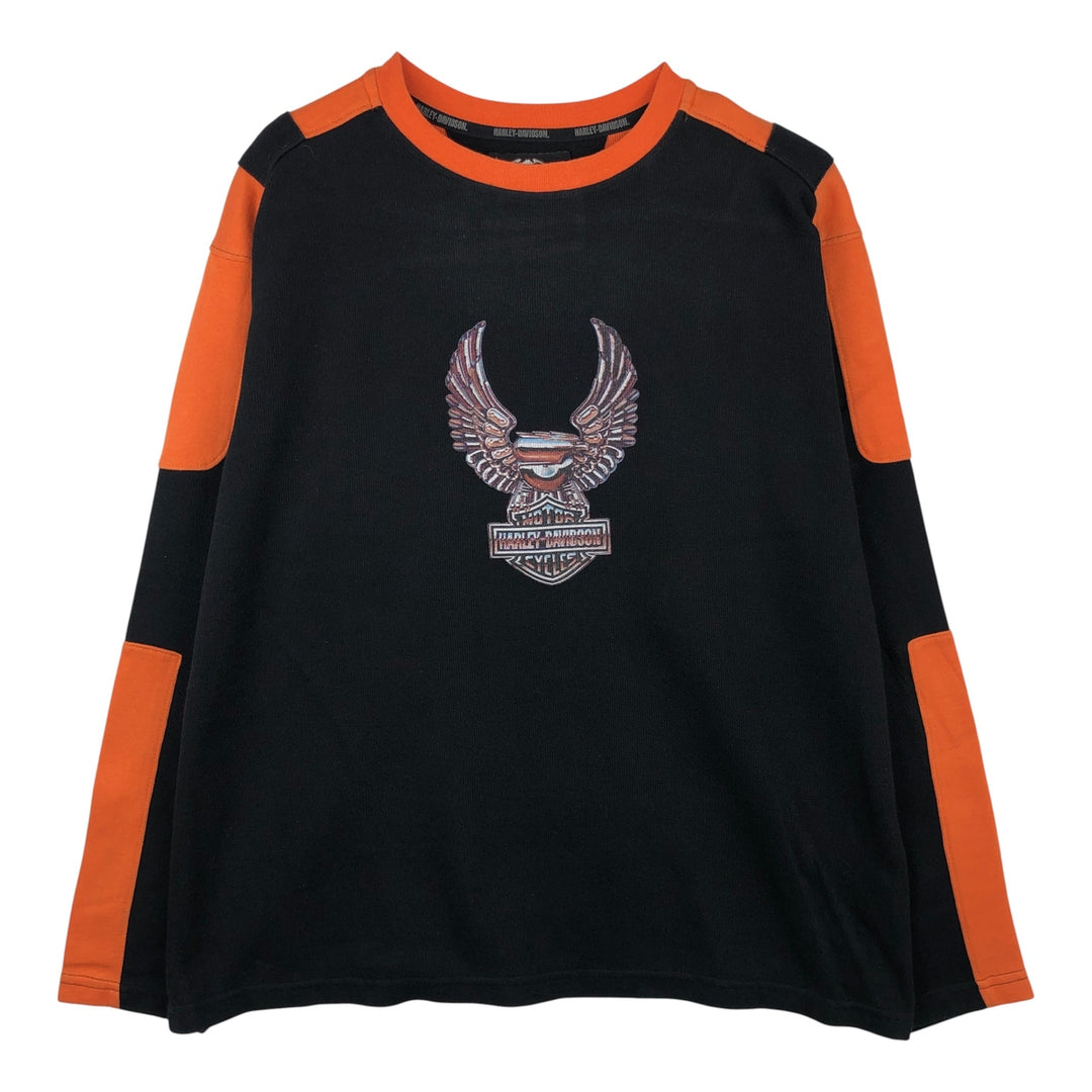 Harley-Davidson Motorcycle Long Sleeve T-Shirt, Made in USA, Men's Size XL cotton black type Vintage Second Hand