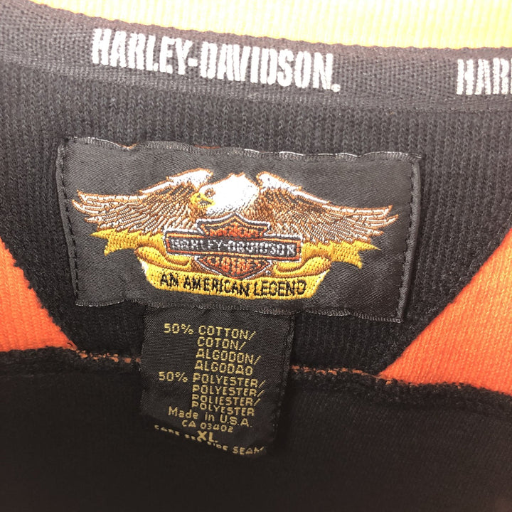 Harley-Davidson Motorcycle Long Sleeve T-Shirt, Made in USA, Men's Size XL cotton black type Vintage Second Hand