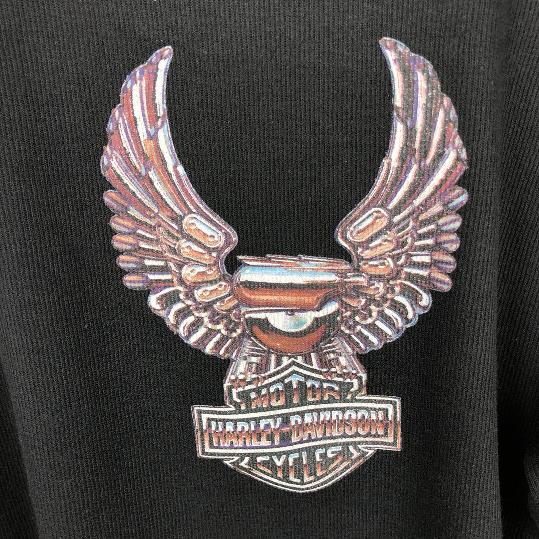 Harley-Davidson Motorcycle Long Sleeve T-Shirt, Made in USA, Men's Size XL cotton black type Vintage Second Hand