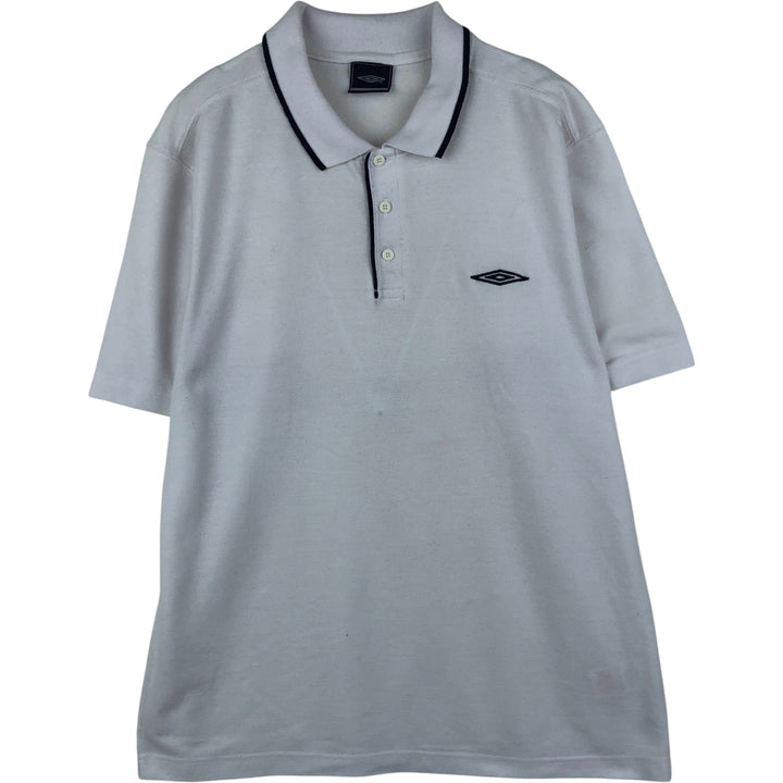 90s-00'S Umbro Short Sleeve Polo Shirt, Men's Size L, Vintage cotton white type Vintage Second Hand