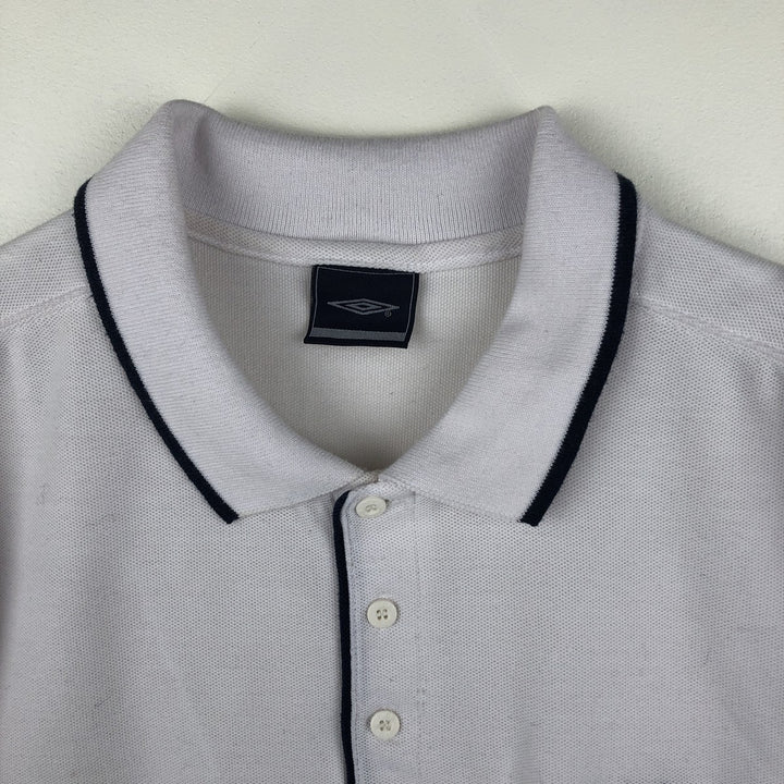 90s-00'S Umbro Short Sleeve Polo Shirt, Men's Size L, Vintage cotton white type Vintage Second Hand