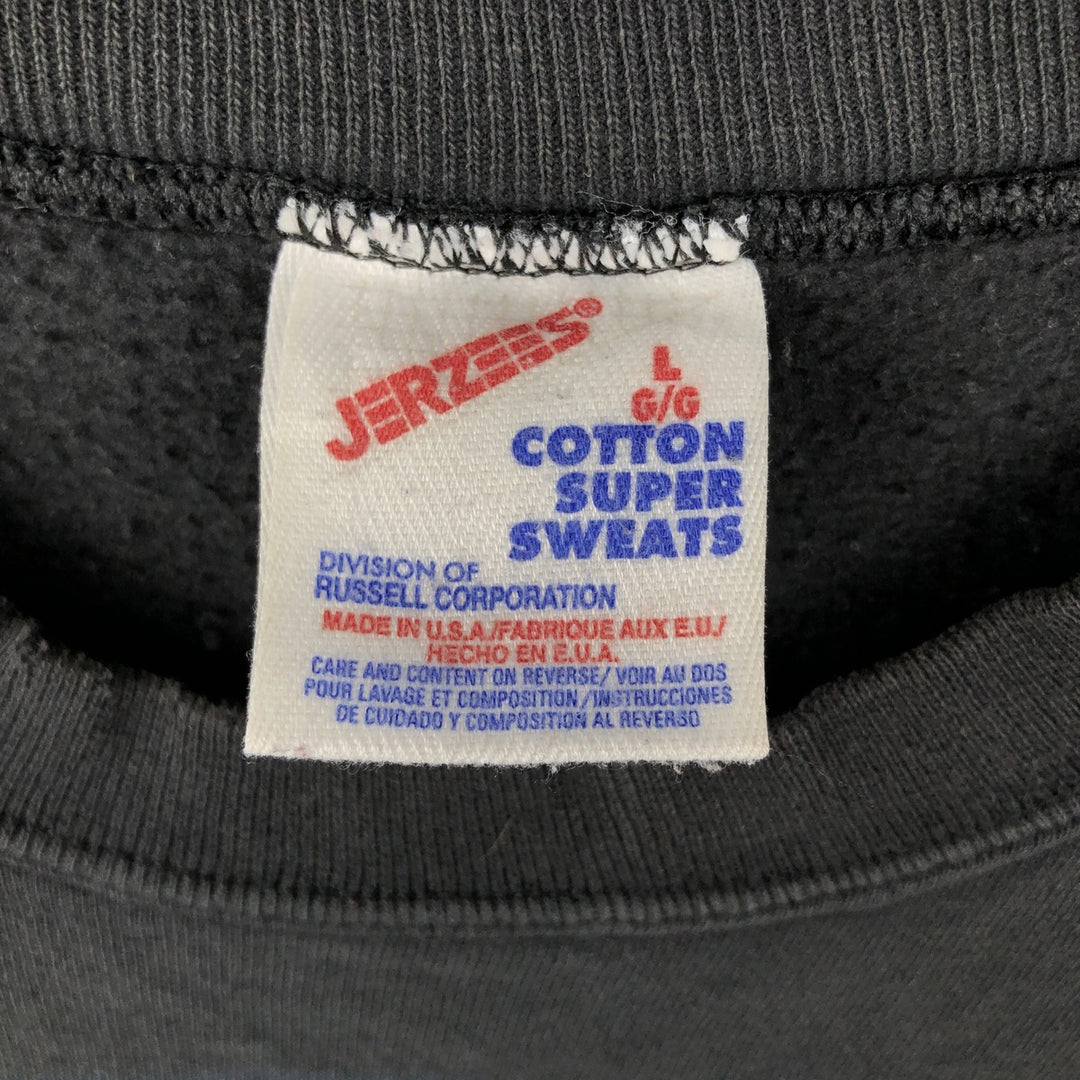 Vintage 90'S Jerzees printed sweatshirt, made in the USA, size L, men's cotton black type Vintage Second Hand