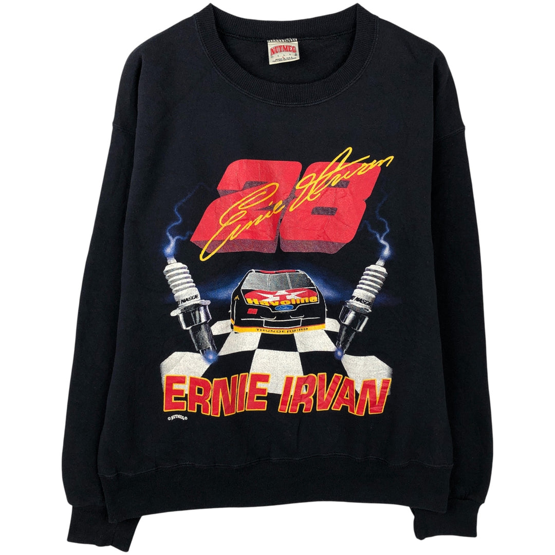 Vintage 90'S NUTMEG ETNIE IRVAN 28 Advertising Sweatshirt, Made in USA, Men's Size L unclear black type Vintage Second Hand