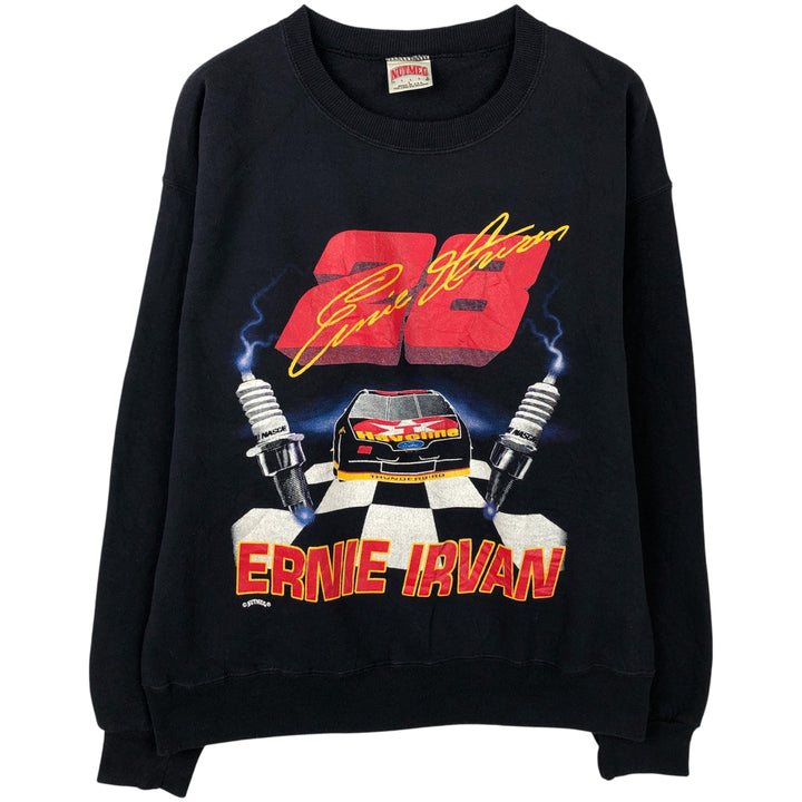 Vintage 90'S NUTMEG ETNIE IRVAN 28 Advertising Sweatshirt, Made in USA, Men's Size L unclear black type Vintage Second Hand