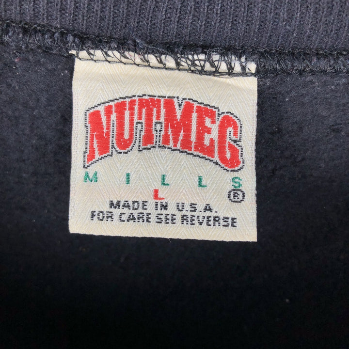 Vintage 90'S NUTMEG ETNIE IRVAN 28 Advertising Sweatshirt, Made in USA, Men's Size L unclear black type Vintage Second Hand