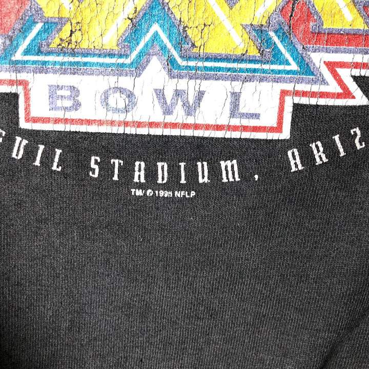 90'S Starter XXX Super Bowl NFL Pittsburgh Steelers Half-Button Hoodie, Men's Size XL cotton black type Vintage Second Hand