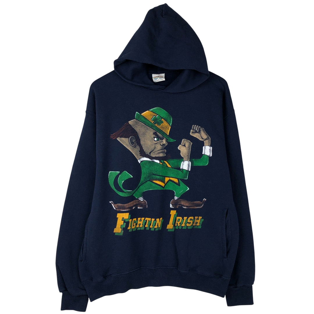 20sport Notre Dame Fighting Irish Character Pullover Hoodie, Men's Size L cotton navy blue type Vintage Second Hand