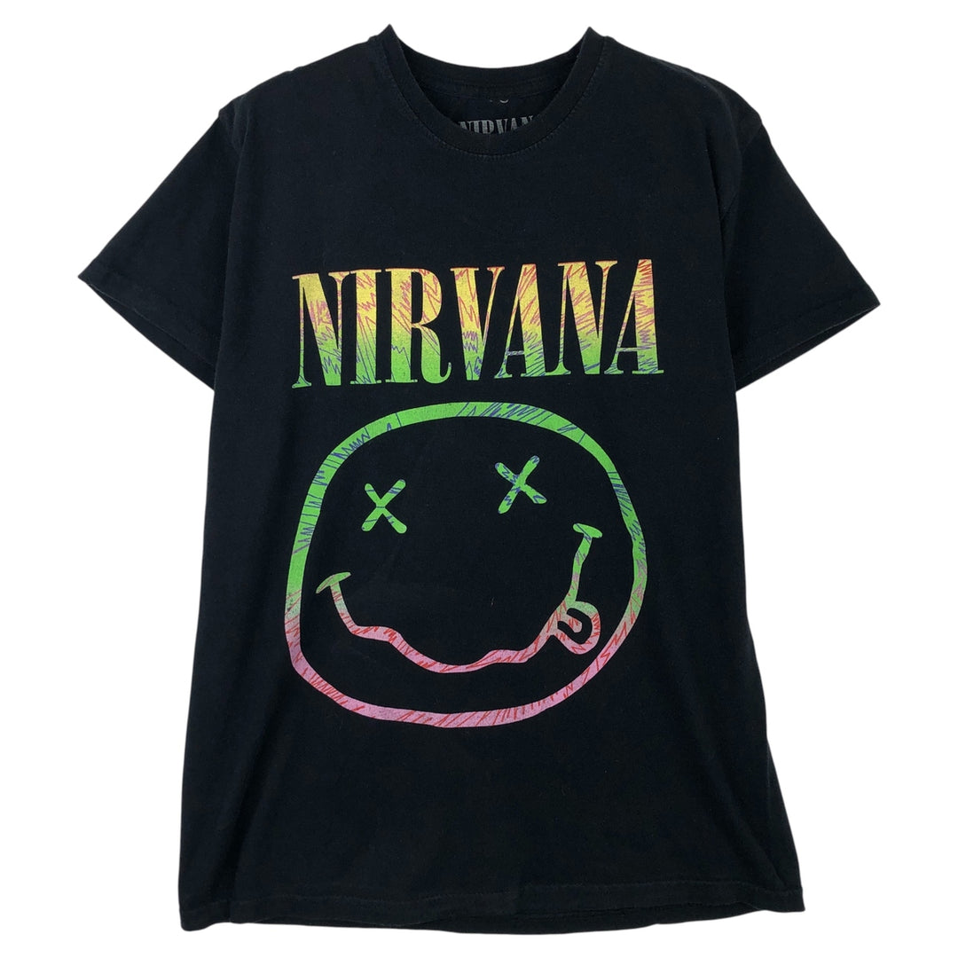 NIRVANA Band T-Shirt, Made in the UK, Men's Size Medium cotton black type Vintage Second Hand