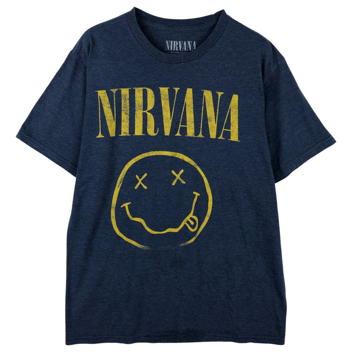 NIRVANA Nirvana Band T-shirt, Band T, Men's M size cotton Navy blue Vintage Second Hand