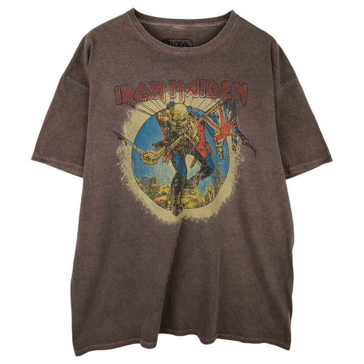 IRON MAIDEN Skull Pattern Band T-shirt Band Tee Men's M size cotton Charcoal Vintage Second Hand