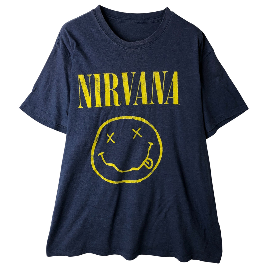 NIRVANA Nirvana Band T-shirt, Band T, Men's L size unclear navy blue type Vintage Second Hand