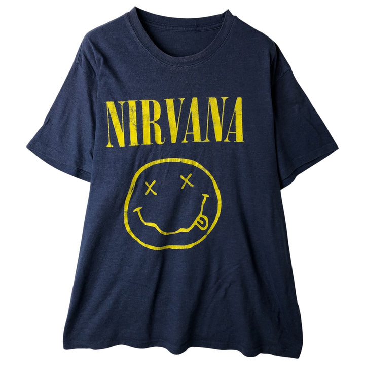 NIRVANA Nirvana Band T-shirt, Band T, Men's L size unclear navy blue type Vintage Second Hand