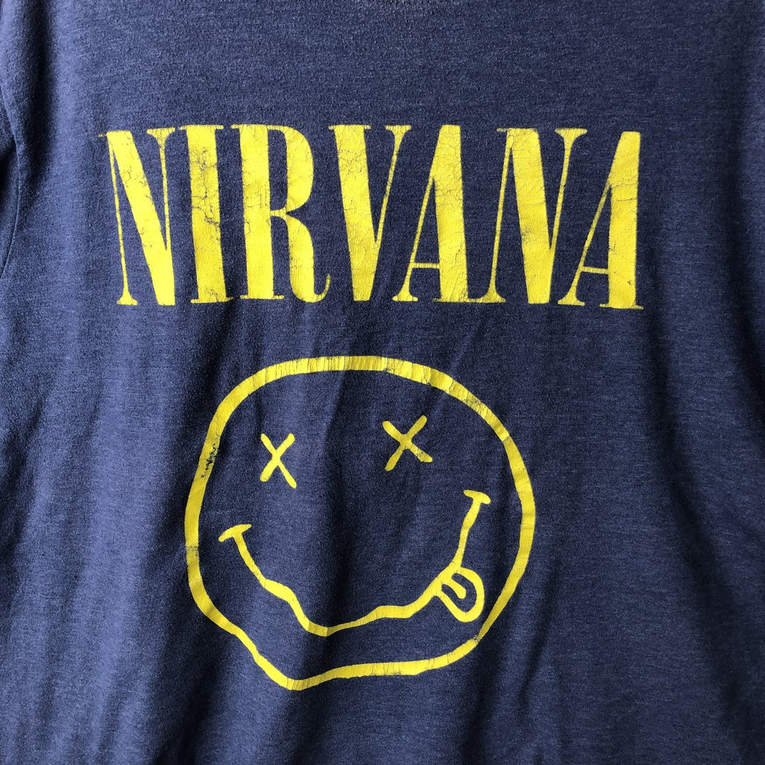 NIRVANA Nirvana Band T-shirt, Band T, Men's L size unclear navy blue type Vintage Second Hand