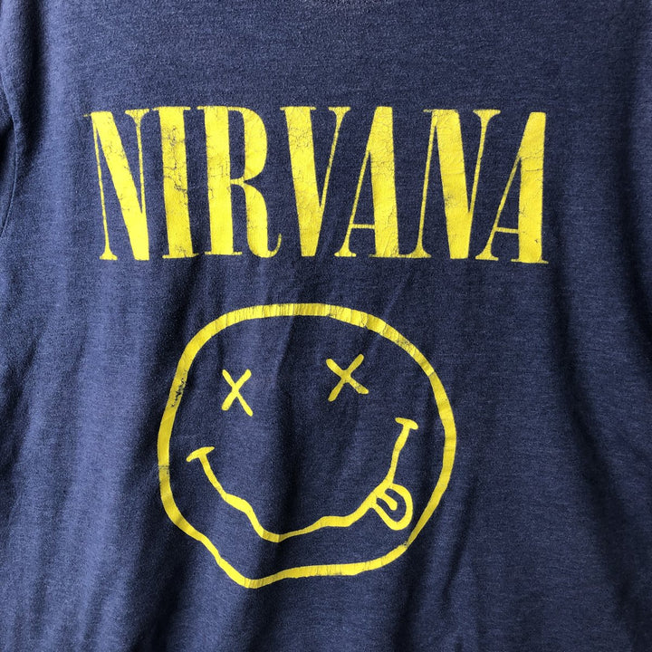 NIRVANA Nirvana Band T-shirt, Band T, Men's L size unclear navy blue type Vintage Second Hand