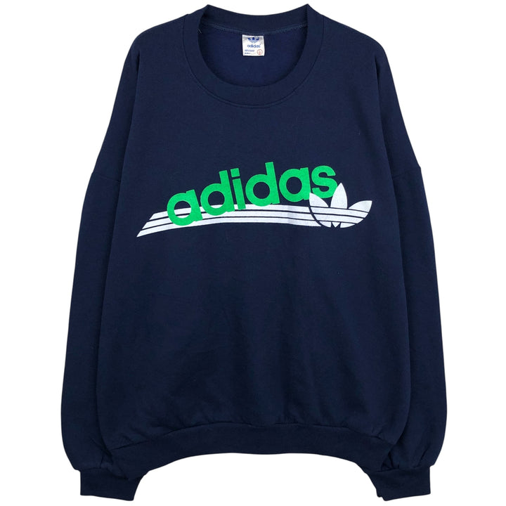 Vintage 1990'S Adidas logo sweatshirt, Made in Canada, Men's Size L polyester navy blue type Vintage Second Hand