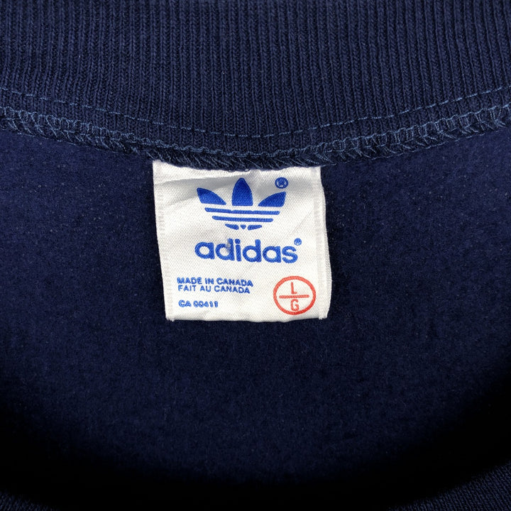 Vintage 1990'S Adidas logo sweatshirt, Made in Canada, Men's Size L polyester navy blue type Vintage Second Hand