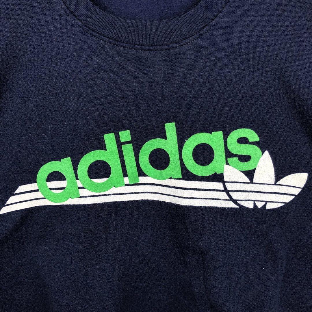 Vintage 1990'S Adidas logo sweatshirt, Made in Canada, Men's Size L polyester navy blue type Vintage Second Hand