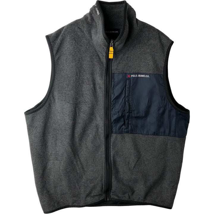 Ralph Lauren Polo Jeans Company fleece vest, men's size XL polyester gray type Vintage Second Hand