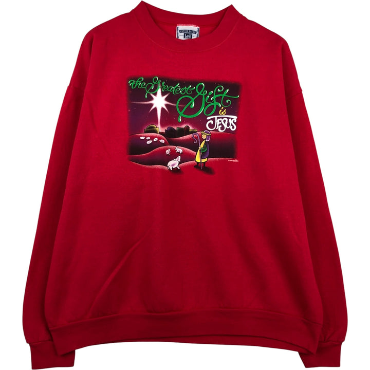 Vintage Lee "The Greatest Gift is Jesus" print sweatshirt from the 1990'S and 2000s, size XL, men's. cotton red type Vintage Second Hand