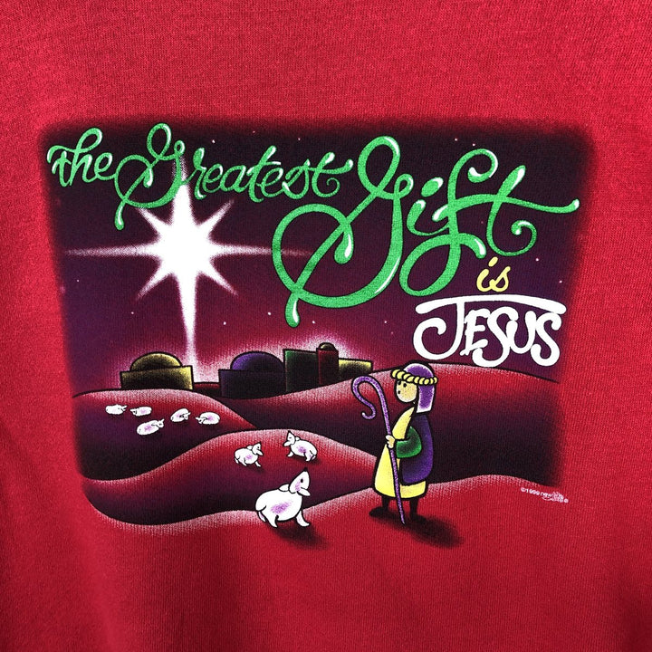 Vintage Lee "The Greatest Gift is Jesus" print sweatshirt from the 1990'S and 2000s, size XL, men's. cotton red type Vintage Second Hand