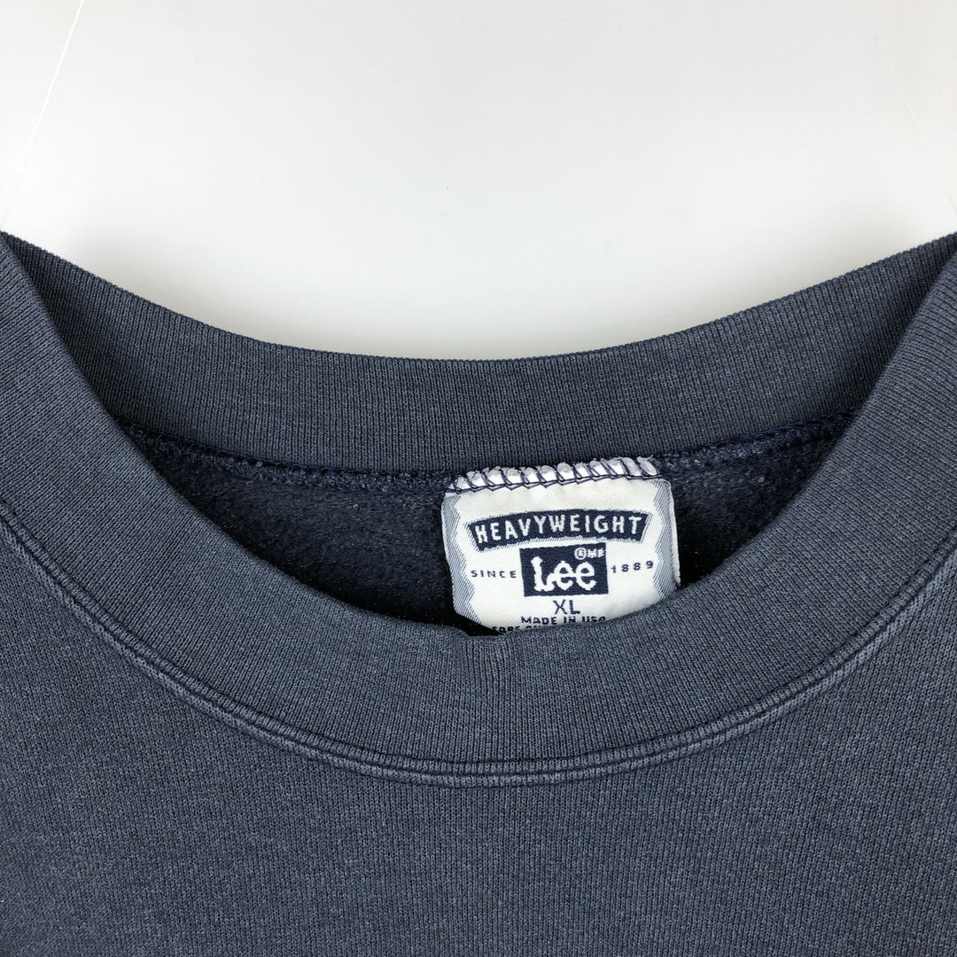 Vintage 90'S Lee Heavyweight Printed Sweatshirt, Made in USA, Men's Size XL cotton navy blue type Vintage Second Hand