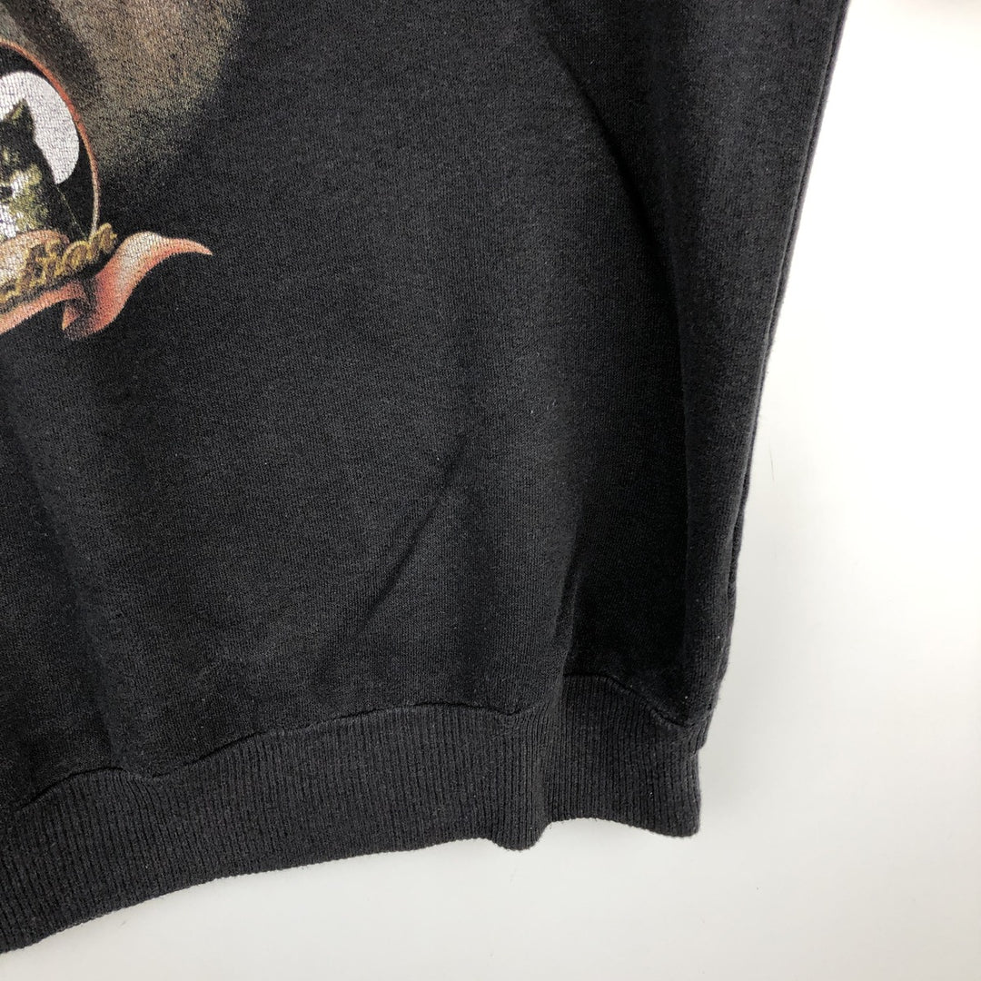 Wolf Pattern Print Sweatshirt, Men's XXL unclear black type Vintage Second Hand