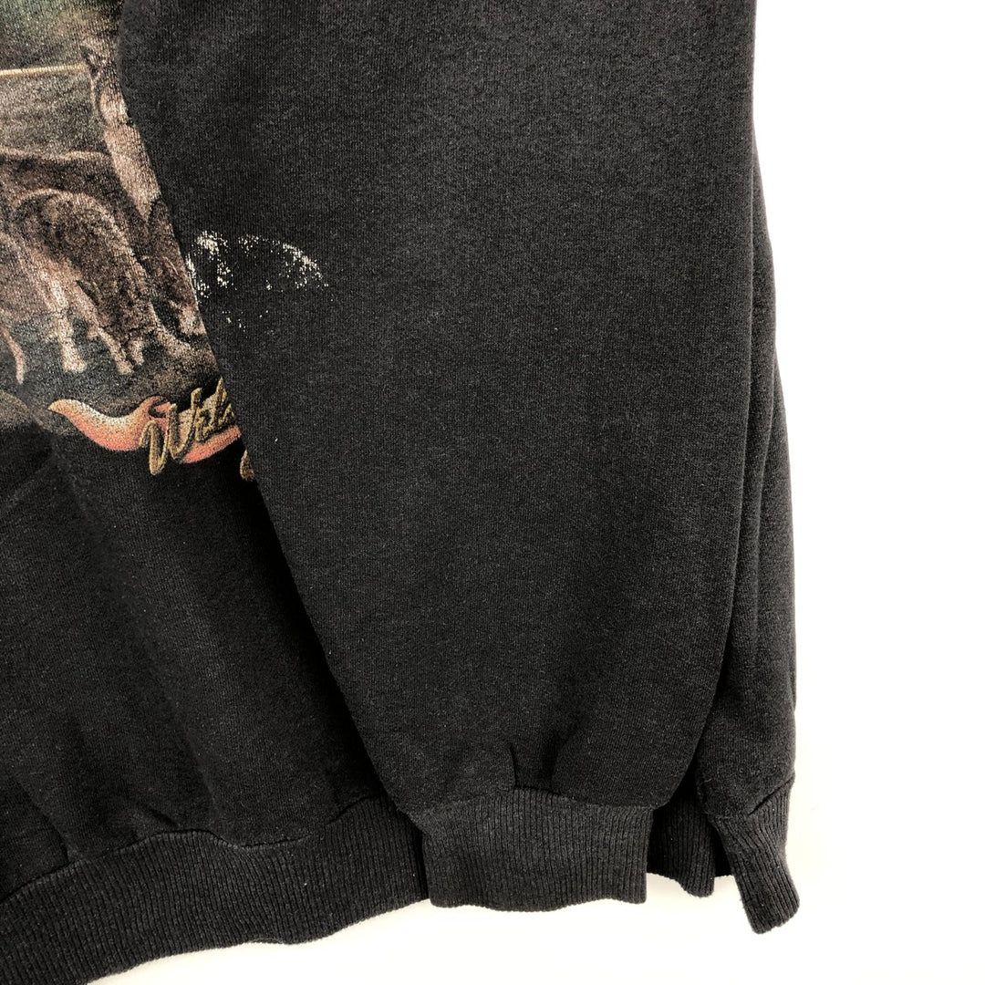 Wolf Pattern Print Sweatshirt, Men's XXL unclear black type Vintage Second Hand