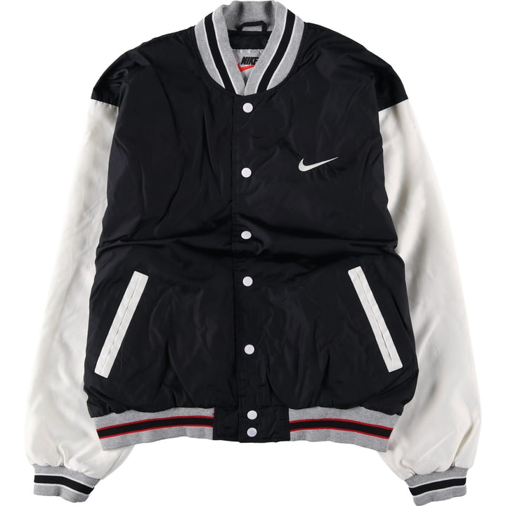 90'S Nike Nylon Varsity Jacket, Award Jacket, Men's Size L, Vintage Nylon black type Vintage Second Hand