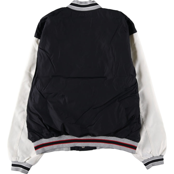 90'S Nike Nylon Varsity Jacket, Award Jacket, Men's Size L, Vintage Nylon black type Vintage Second Hand