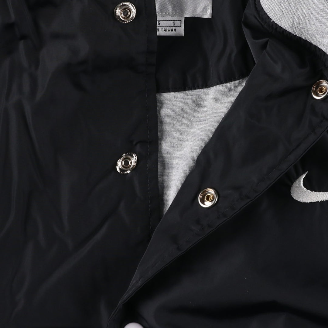 90'S Nike Nylon Varsity Jacket, Award Jacket, Men's Size L, Vintage Nylon black type Vintage Second Hand