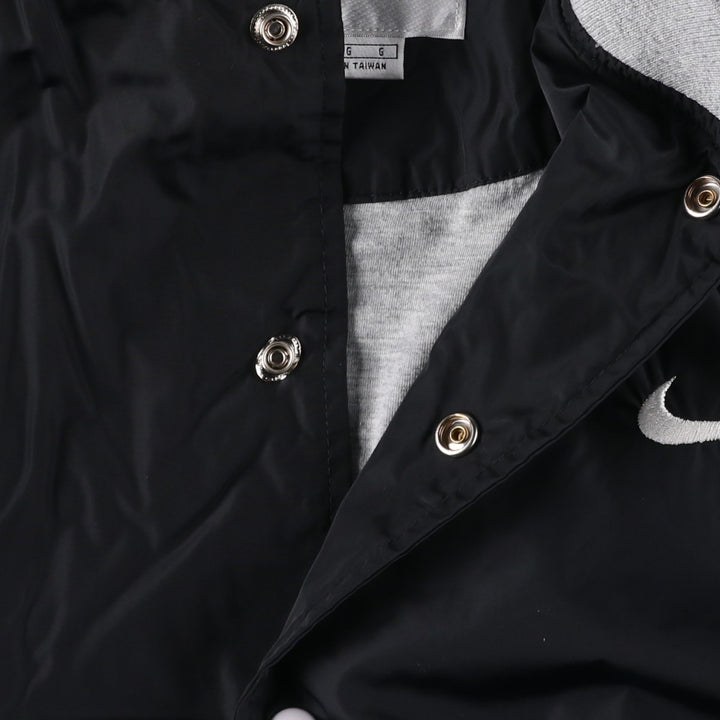 90'S Nike Nylon Varsity Jacket, Award Jacket, Men's Size L, Vintage Nylon black type Vintage Second Hand