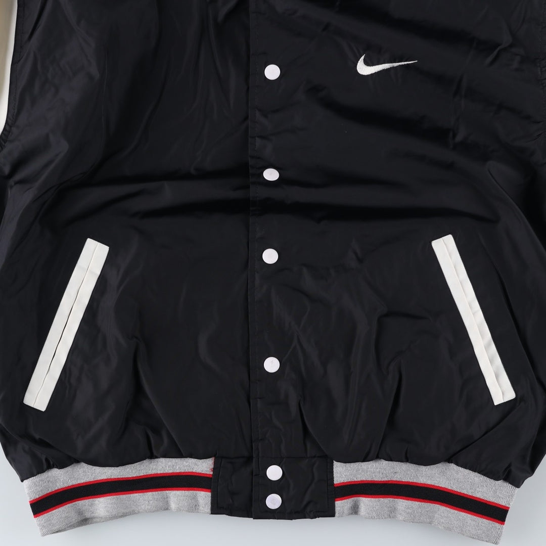90'S Nike Nylon Varsity Jacket, Award Jacket, Men's Size L, Vintage Nylon black type Vintage Second Hand