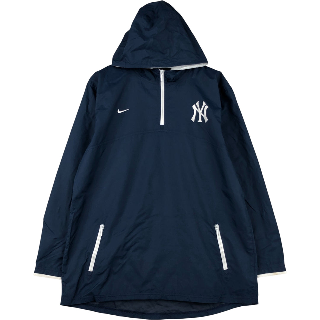 2000'S Nike Team MLB New York Yankees Half-Zip Hooded Warm-Up Pullover, Men's XL polyester navy blue type Vintage Second Hand