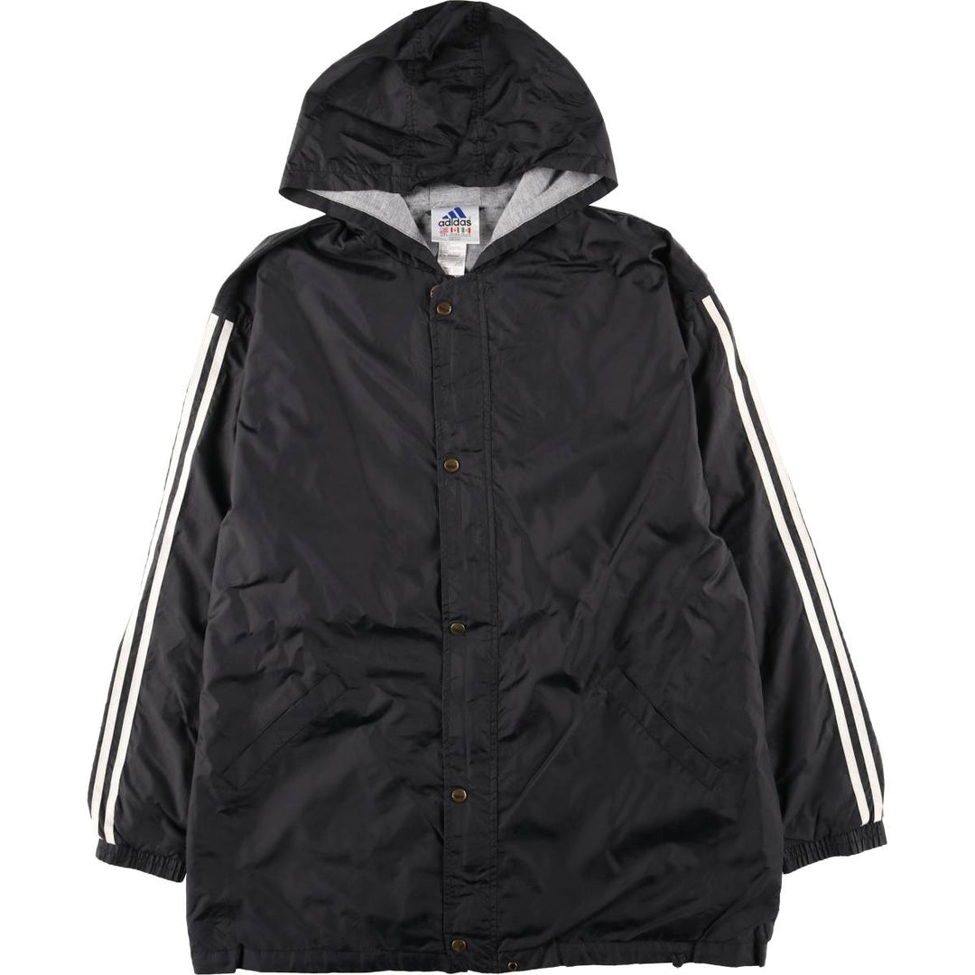 90s-00'S Adidas nylon hoodie, men's size L Nylon black type Vintage Second Hand
