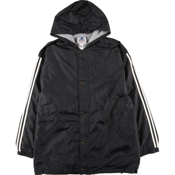 90s-00'S Adidas nylon hoodie, men's size L Nylon black type Vintage Second Hand