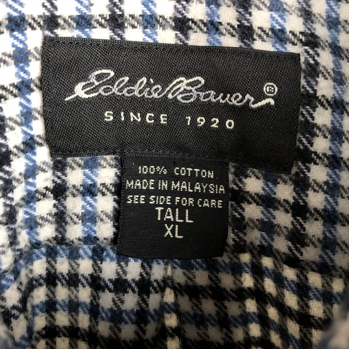 Eddie Bauer Men's Long Sleeve Flannel Check Shirt, Size XL cotton blue type Vintage Second Hand