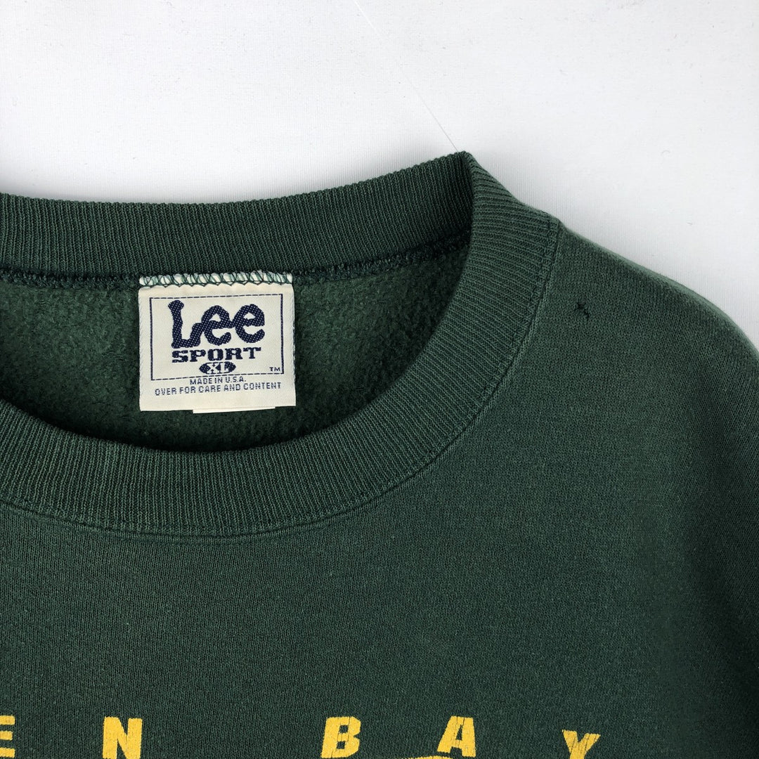 Vintage 90'S Lee SPORT NFL Green Bay Packers Print Sweatshirt, Made in USA, Men's Size XL cotton Green type dark green Vintage Second Hand