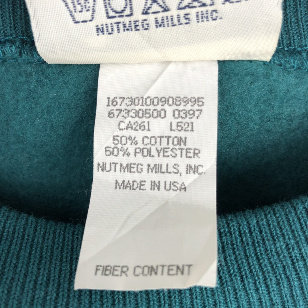 90'S Lee SPORT NFL Philadelphia Eagles Print Sweatshirt, Made in USA, Men's Size L cotton Emerald green Vintage Second Hand