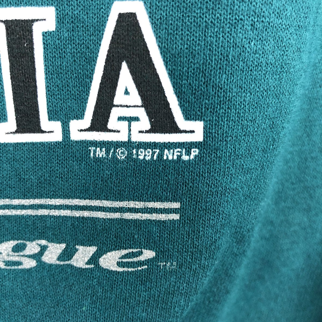 90'S Lee SPORT NFL Philadelphia Eagles Print Sweatshirt, Made in USA, Men's Size L cotton Emerald green Vintage Second Hand