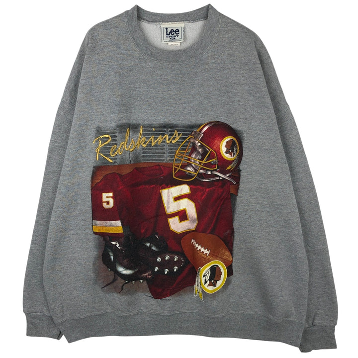 90'S Lee SPORT NFL Washington Redskins Print Sweatshirt, Made in USA, Men's XXL cotton gray type Vintage Second Hand