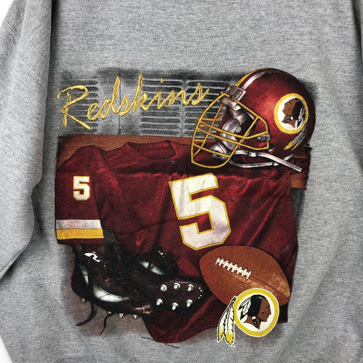 90'S Lee SPORT NFL Washington Redskins Print Sweatshirt, Made in USA, Men's XXL cotton gray type Vintage Second Hand