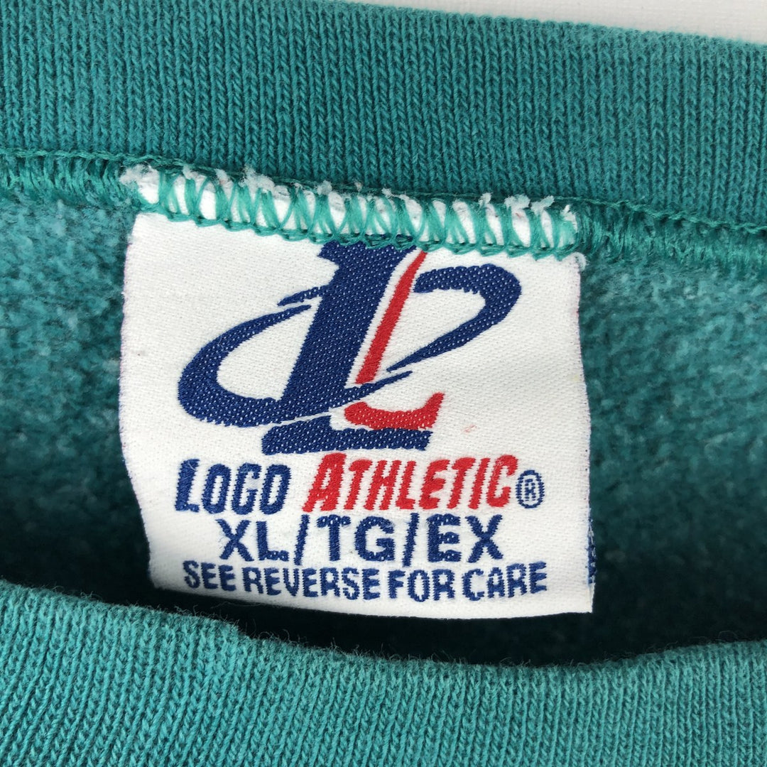 90'S ATHLETIC LOGO NFL Miami Dolphins Print Sweatshirt, Made in USA, Men's Size XL cotton Emerald green Vintage Second Hand