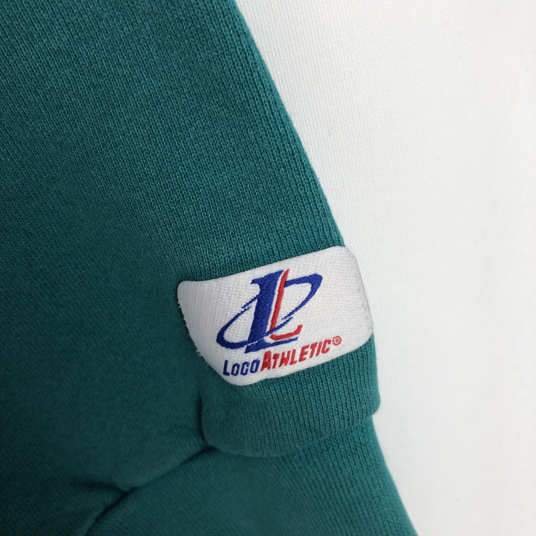 90'S ATHLETIC LOGO NFL Miami Dolphins Print Sweatshirt, Made in USA, Men's Size XL cotton Emerald green Vintage Second Hand