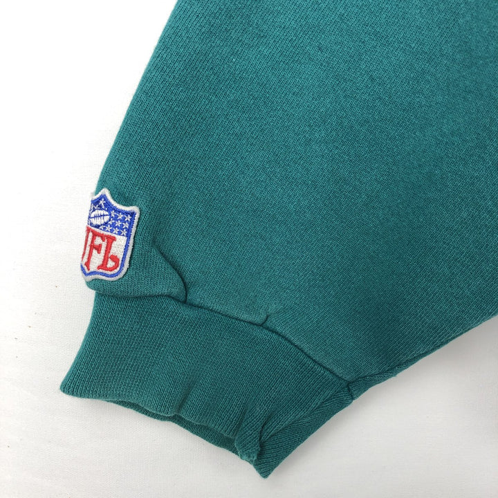 90'S ATHLETIC LOGO NFL Miami Dolphins Print Sweatshirt, Made in USA, Men's Size XL cotton Emerald green Vintage Second Hand